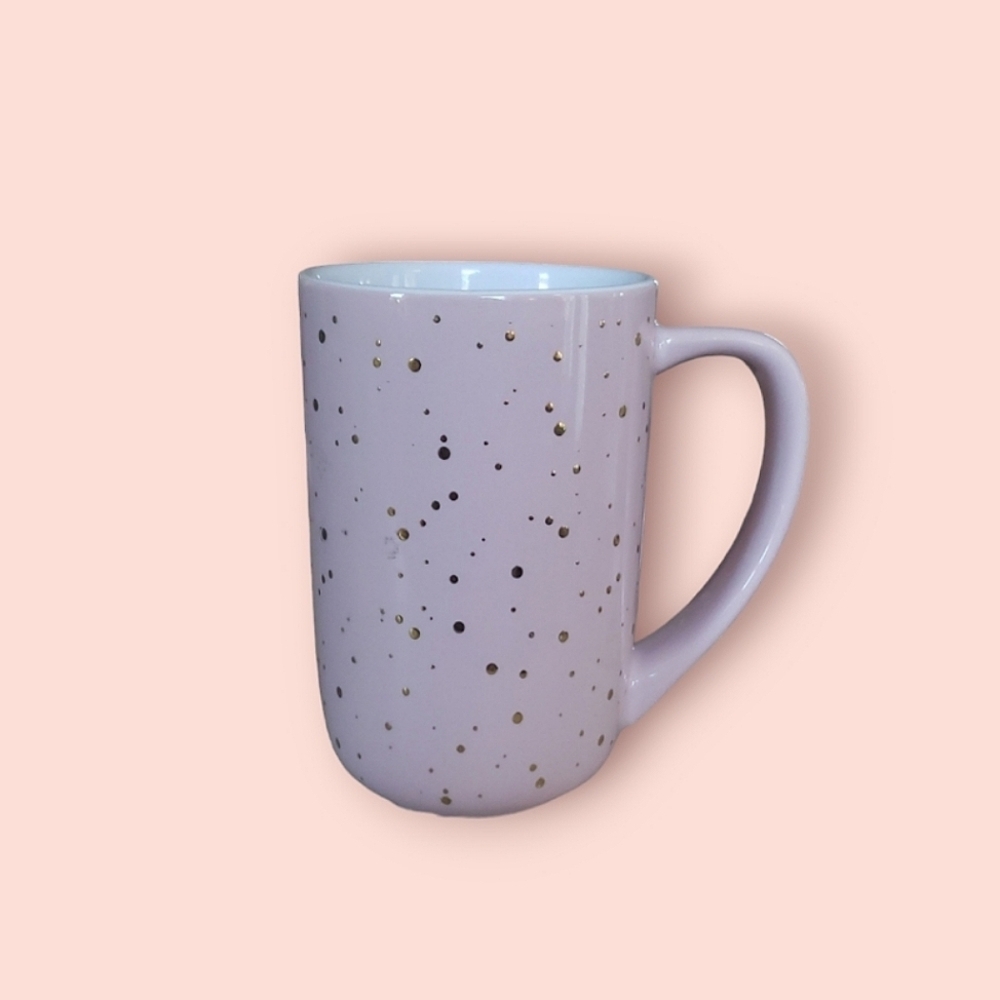 rare davids tea mug pink & gold speckles